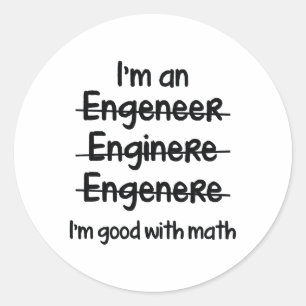 Ich bin mit Mathe gut Runder Aufkleber