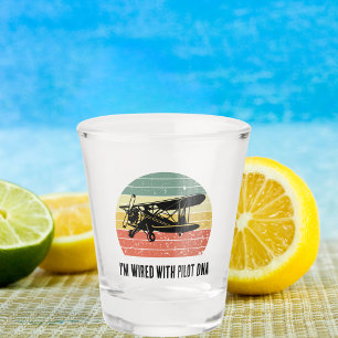 Ich bin mit Pilot DNA verkabelt, Vintag, Retro, Fu Schnapsglas