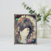 Ich bin mit Wig Floral Postcard Postkarte (Stehend Vorderseite)