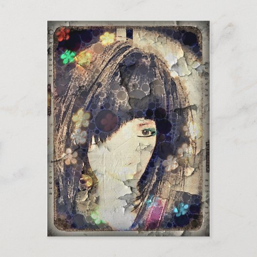 Ich bin mit Wig Floral Postcard Postkarte (Vorderseite)