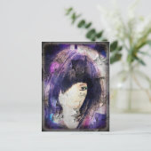 Ich bin mit Wig Lila Postkarte (Stehend Vorderseite)