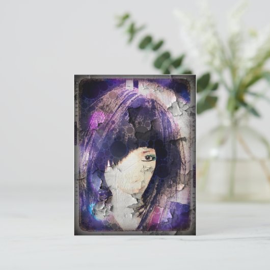 Ich bin mit Wig Lila Postkarte (Stehend Vorderseite)