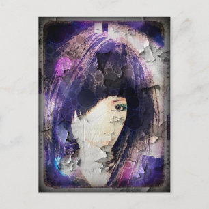 Ich bin mit Wig Lila Postkarte