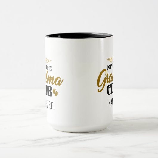 Ich bin Mitglied der Oma Club Baby Reveal Customiz Tasse (Zentrum)