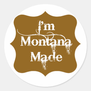 Ich bin Montana gemachtes Brown Runder Aufkleber