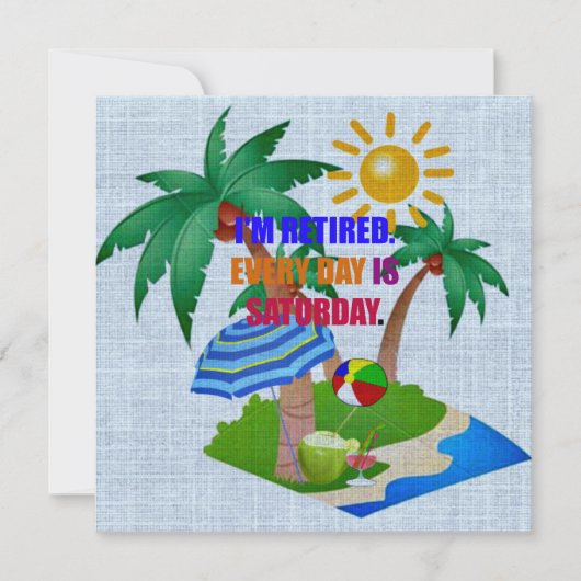 Ich bin müde. Jeder Tag ist Samstag. Karte (Vorderseite)