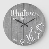 Ich bin müde Rustikal Wood Funny Rentirement Große Wanduhr (Vorderseite)