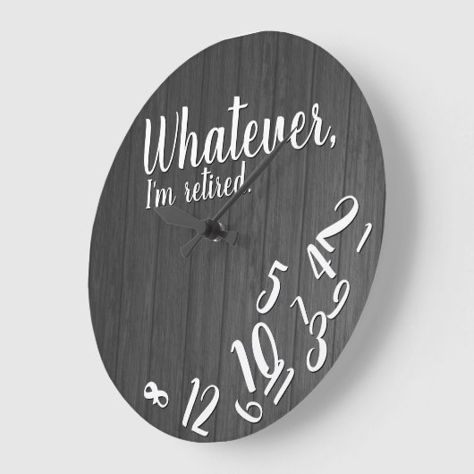 Ich bin müde Rustikal Wood Funny Retirement Gray Große Wanduhr (Winkel)