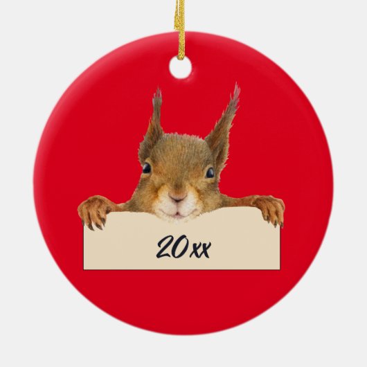 Ich bin Nackt für dich Eichhörnchen-Gesicht bearbe Keramik Ornament (Hinten)