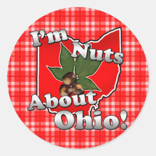 Ich bin Nackt über Ohio, Funny Red Buckeye Nut Runder Aufkleber