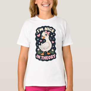 Ich bin nett in der Theorie Gänse Humor T-Shirt