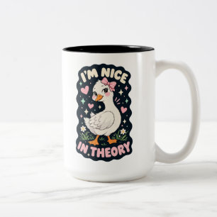 Ich bin nett in der Theorie Gänse Humor Zweifarbige Tasse