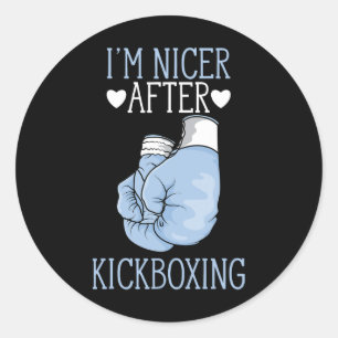 Ich bin netter nach Kickboxen Lustiger Kickboxer, Runder Aufkleber