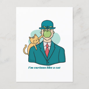 Ich bin neugierig wie eine Katze mit einem grünen  Postkarte