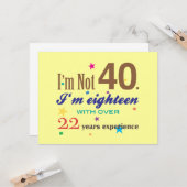 Ich bin nicht 40 - Sonniger Geburtstag Karte (Vorderseite/Rückseite Beispiel)