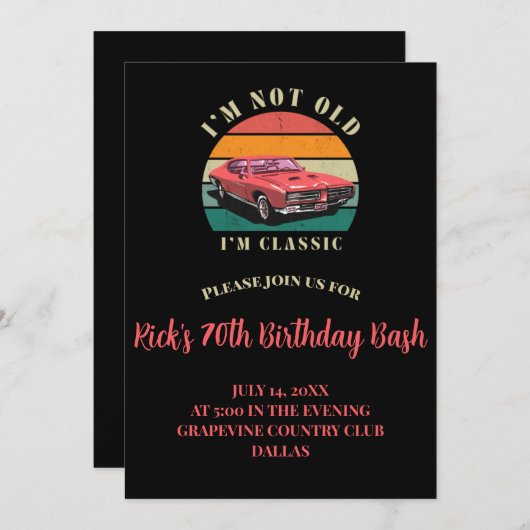 Ich bin nicht alt, ich bin die klassische Einladun Einladung (Vorne/Hinten)