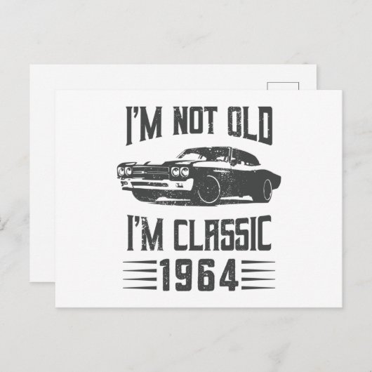 Ich bin nicht alt, ich bin ein klassischer 1964 60 postkarte (Vorne/Hinten)