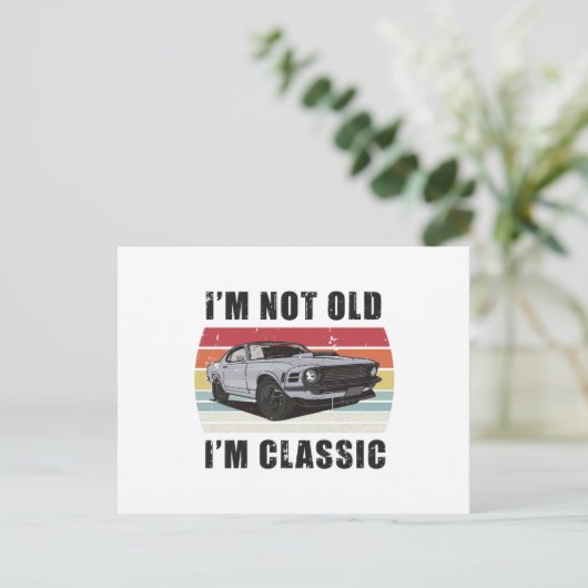 Ich bin nicht alt, ich bin ein klassisches Retro-M Postkarte (Stehend Vorderseite)