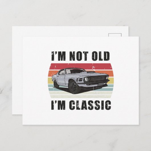 Ich bin nicht alt, ich bin ein klassisches Retro-M Postkarte (Vorne/Hinten)
