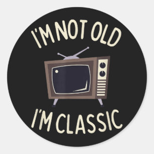 Ich bin nicht alt, ich bin klassisch lustig alt TV Runder Aufkleber