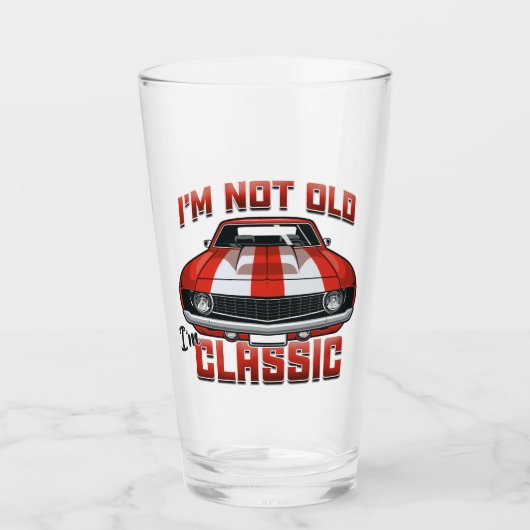 Ich bin nicht alt, ich bin klassisch - Retro Red M Glas (Vorderseite)