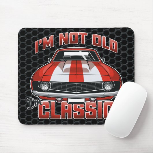 Ich bin nicht alt, ich bin klassisch - Retro Red M Mousepad (Mit Mouse)
