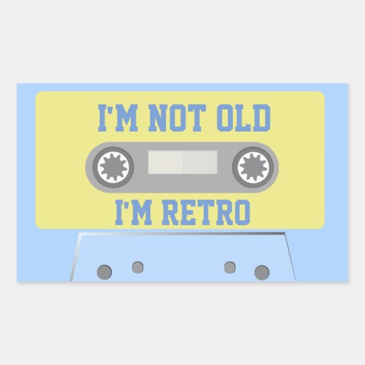 "Ich bin nicht alt, ich bin Retro." Rechteckiger Aufkleber (Vorderseite)