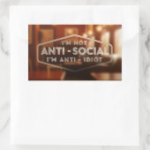 Ich bin nicht antisozial. Ich bin Antidiot Rechteckiger Aufkleber (Tasche)