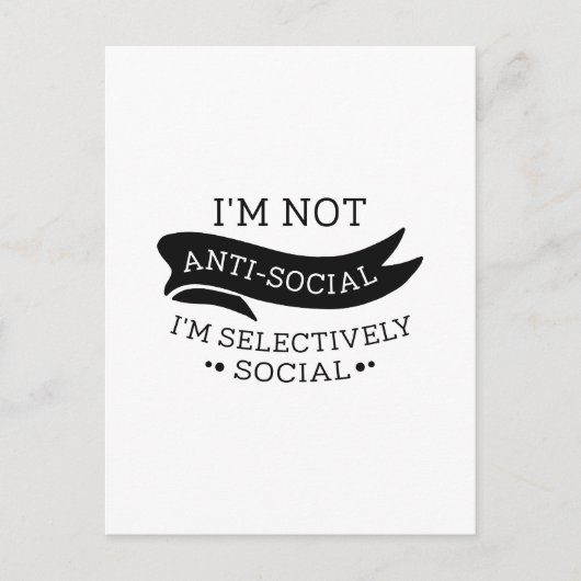 Ich bin nicht antisozial postkarte (Vorderseite)