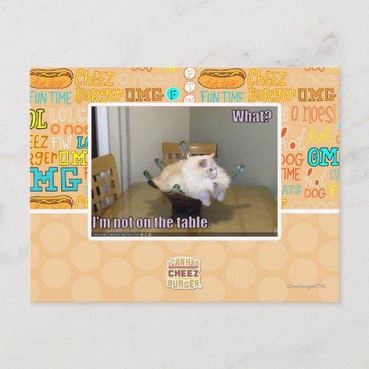 Ich bin nicht auf dem Tisch Postkarte (Vorderseite)