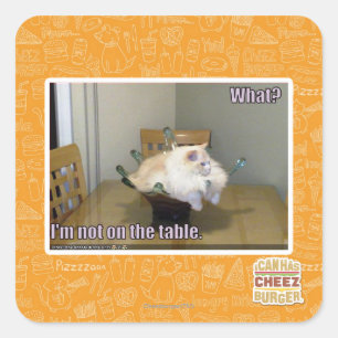 Ich bin nicht auf dem Tisch Quadratischer Aufkleber