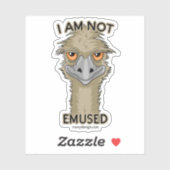 Ich bin nicht begeistert lustigen Emu Pun Contour  Aufkleber (Blatt)