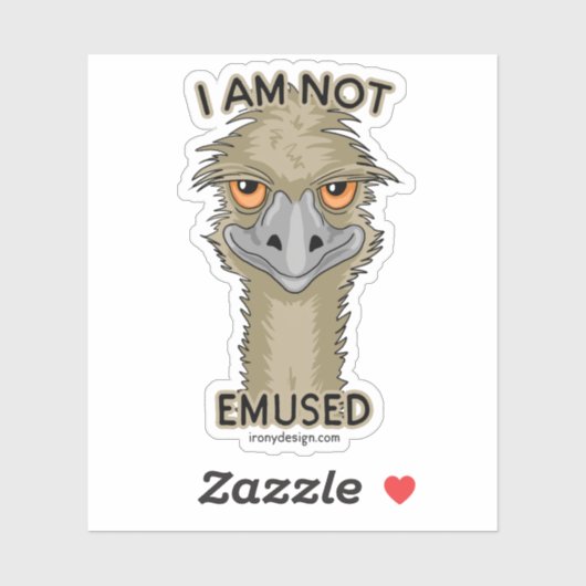 Ich bin nicht begeistert lustigen Emu Pun Contour  Aufkleber (Blatt)