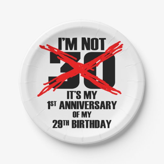 Ich bin nicht dreißig pappteller (Vorderseite)