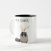 Ich bin nicht ein Racoon (für rechtshändiges) Zweifarbige Tasse (Vorderseite Links)