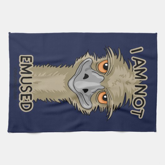 Ich bin nicht Emused lustiges Emu-Wortspiel Geschirrtuch (Horizontal)