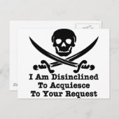 Ich bin nicht geneigt, auf Ihre Anfrage zu antwort Postkarte (Vorne/Hinten)