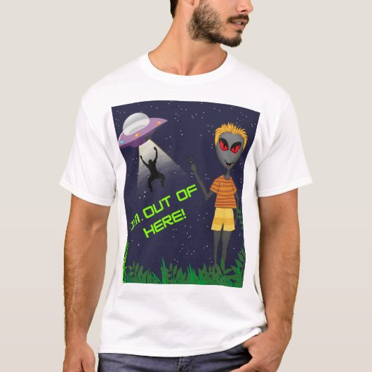 Ich bin nicht hier, Alien und Mensch T-Shirt (Vorderseite)