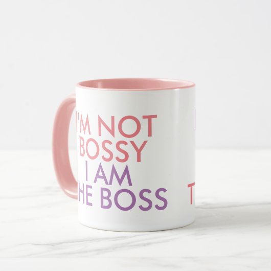 Ich bin nicht ich bin das Chef-Sprichwort-Rosa Tasse (Vorderseite Links)