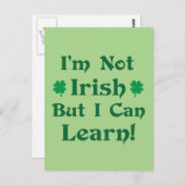 Ich bin nicht irisch, aber ich kann lernen postkarte (Vorne/Hinten)