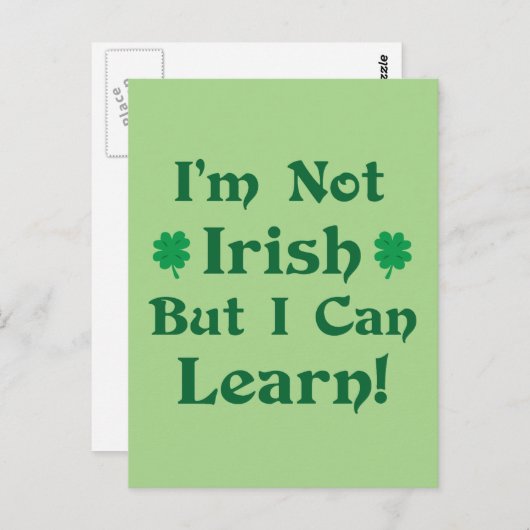 Ich bin nicht irisch, aber ich kann lernen postkarte (Vorne/Hinten)