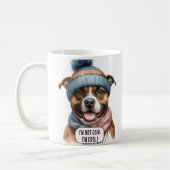 Ich bin nicht kalt und cool - Staffordshire Bull T Kaffeetasse (Links)