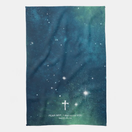 ICH BIN NICHT MIT dir, Jesus Gott Jesaja 41:10. Geschirrtuch (Vertikal)