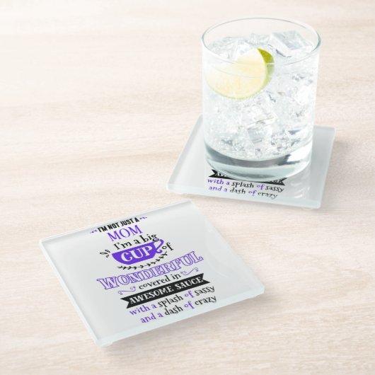 Ich bin nicht nur eine Typografie Glasuntersetzer (Schrägansicht)