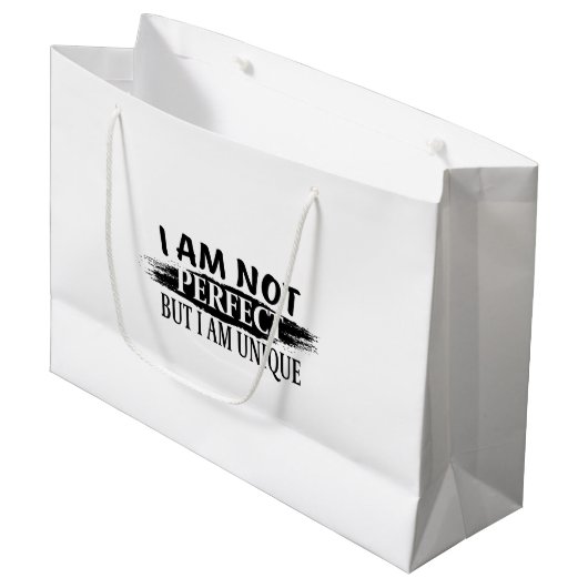 Ich bin nicht perfekt, aber einzigartig große geschenktüte (Vorderseite Schrägansicht)