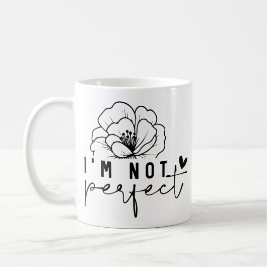 "Ich bin nicht perfekt" Schwarz/Weiß Kaffeetasse (Links)