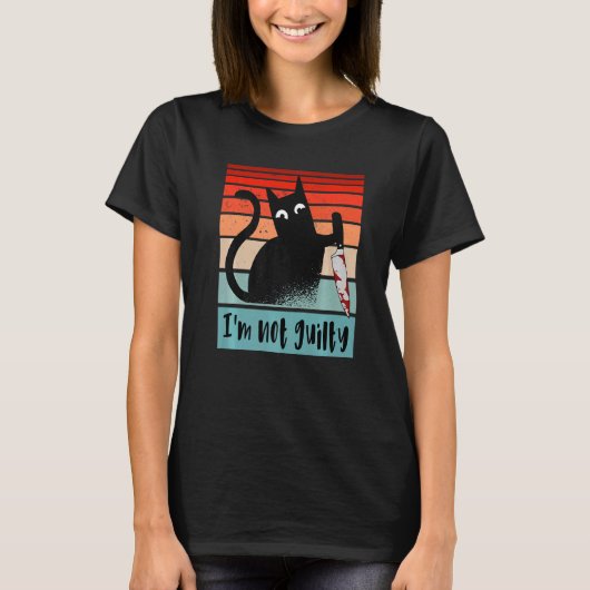 Ich bin nicht schuldig Unschuldige Katze mit Messe T-Shirt (Vorderseite)