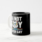 Ich bin nicht schwul, ich bin Super Gay LGBT Gay P Zweifarbige Tasse (Vorderseite Links)