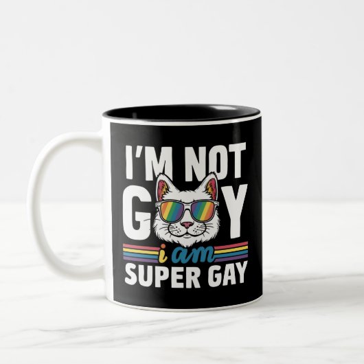 Ich bin nicht schwul, ich bin Super Gay LGBT Gay P Zweifarbige Tasse (Links)