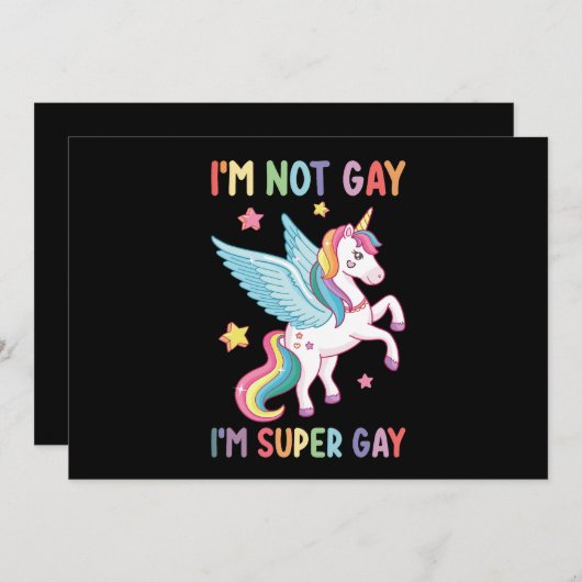 Ich bin nicht schwul, ich bin Super Gay Pride LGBT Einladung (Vorne/Hinten)